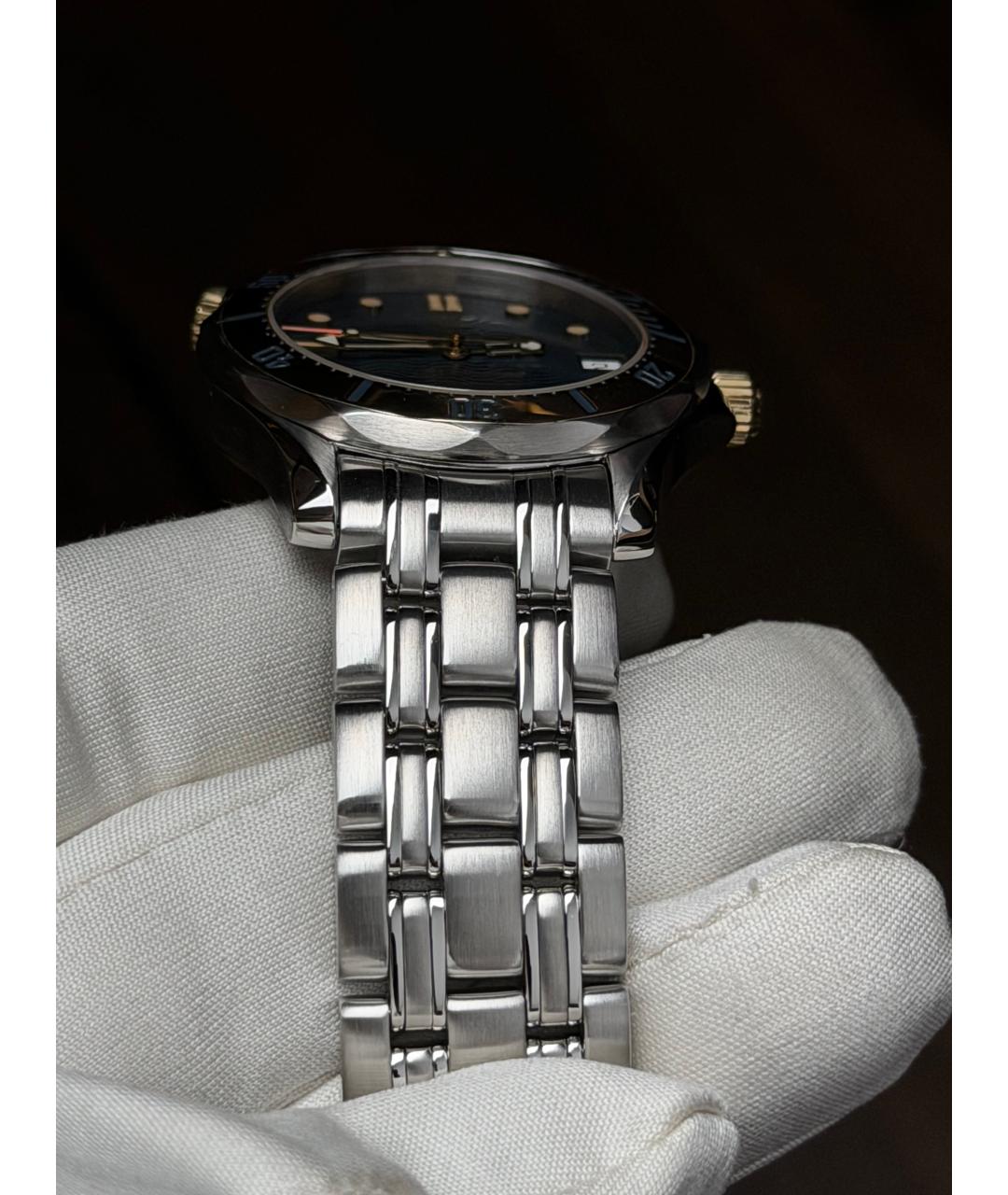 OMEGA Темно-синие часы из желтого золота, фото 6