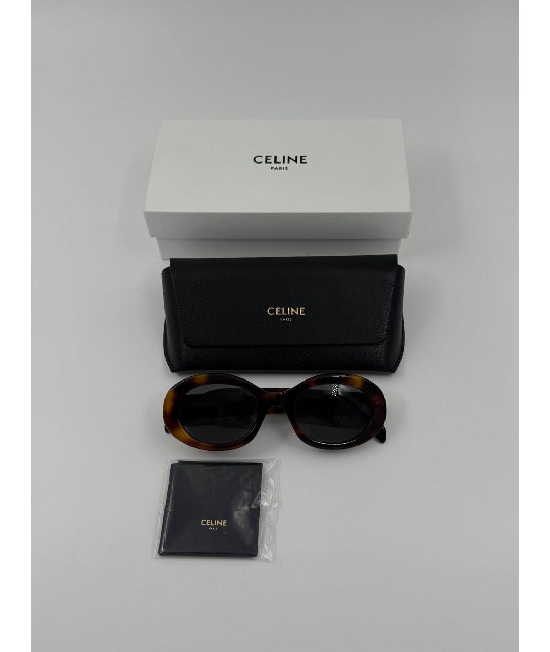 CELINE Коричневые пластиковые солнцезащитные очки, фото 2