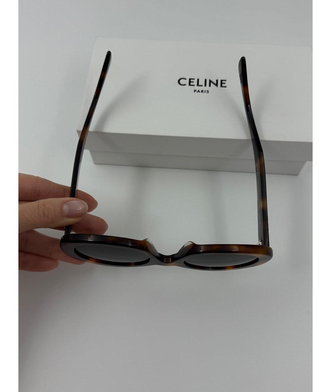 CELINE Коричневые пластиковые солнцезащитные очки, фото 4