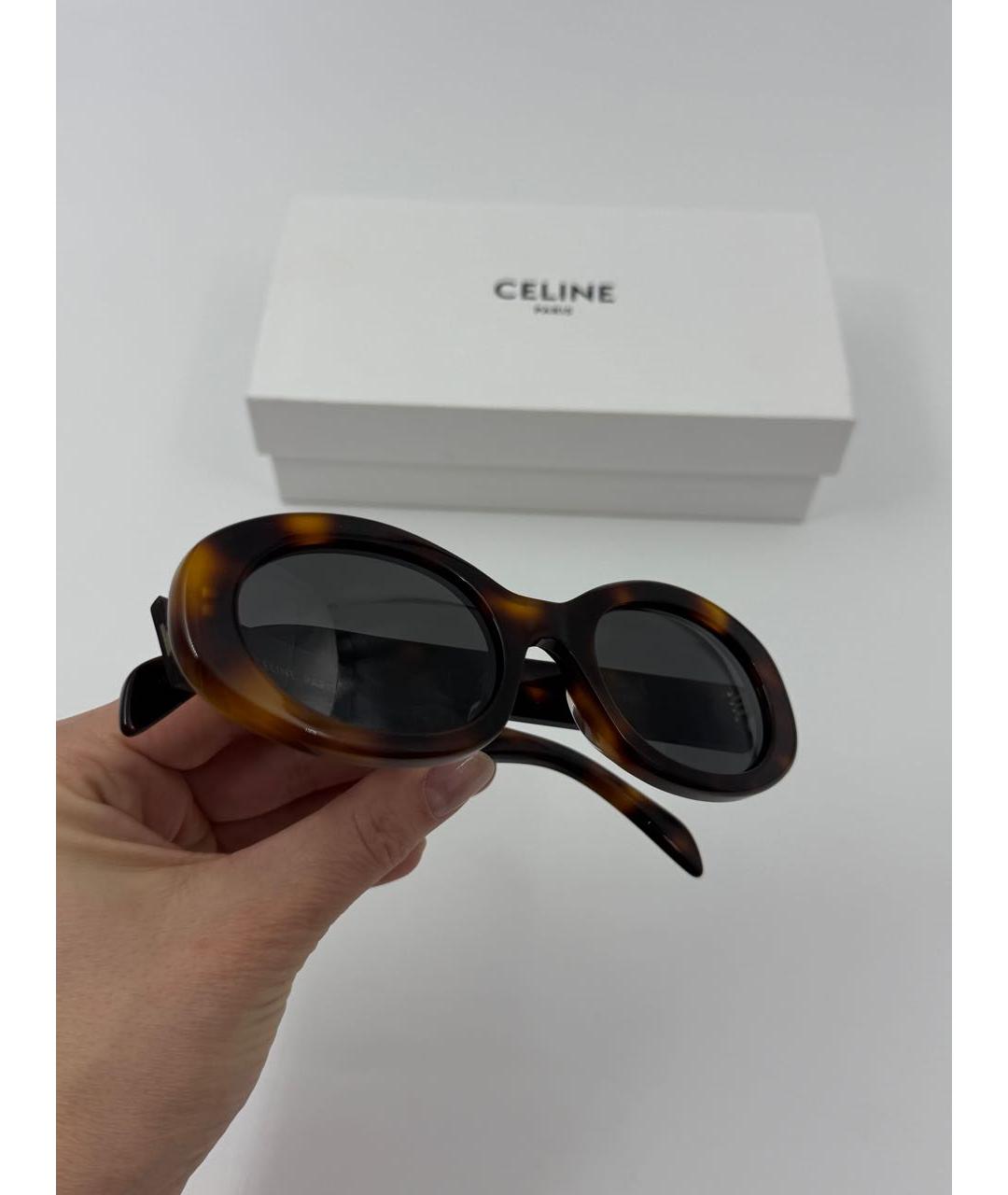 CELINE Коричневые пластиковые солнцезащитные очки, фото 8