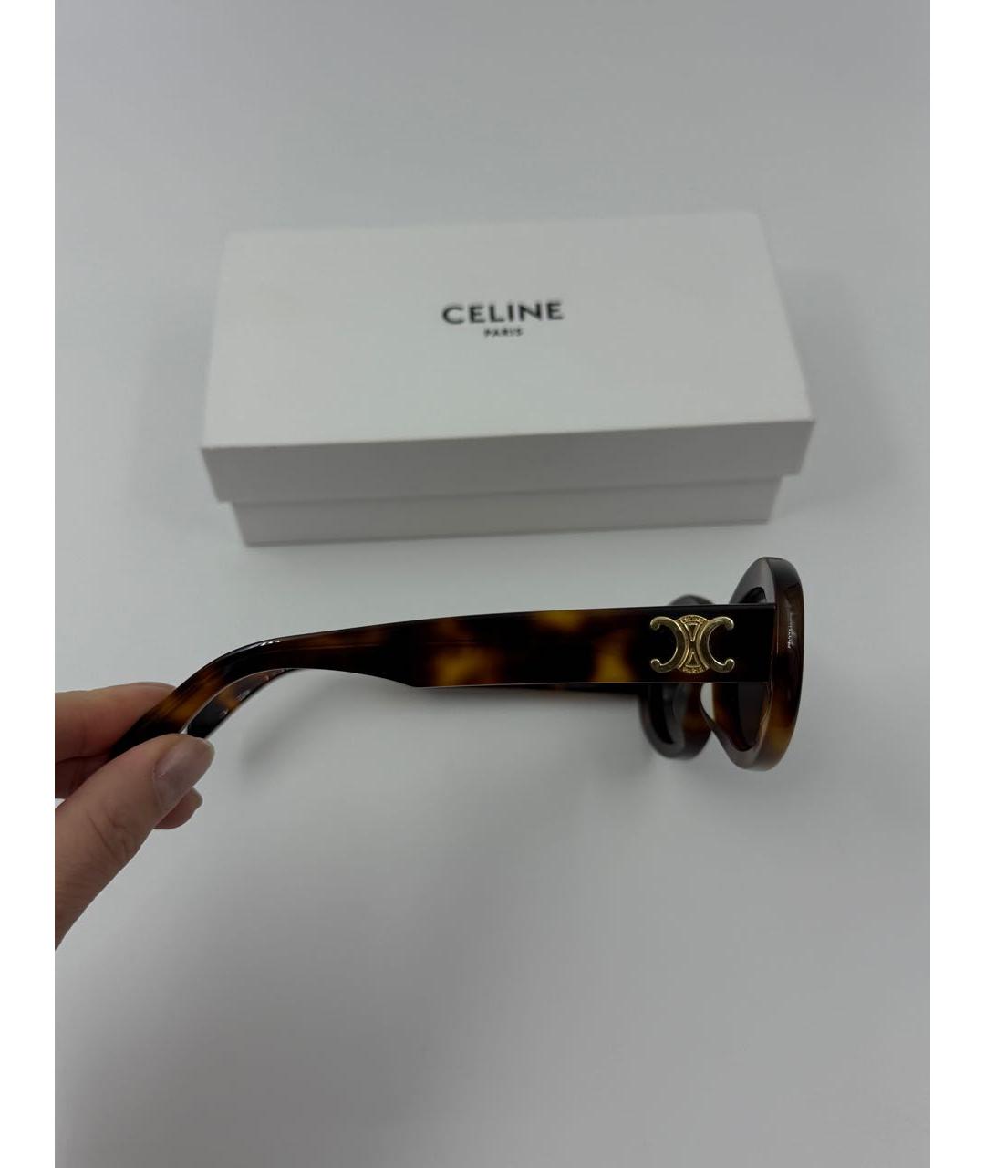 CELINE Коричневые пластиковые солнцезащитные очки, фото 6