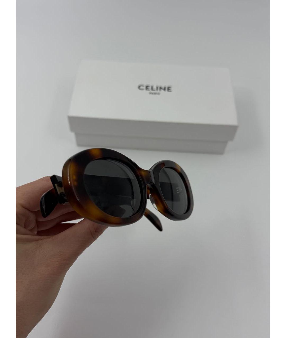 CELINE Коричневые пластиковые солнцезащитные очки, фото 7