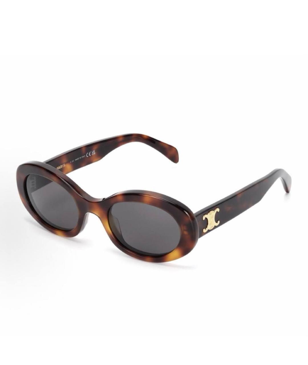 CELINE Коричневые пластиковые солнцезащитные очки, фото 9