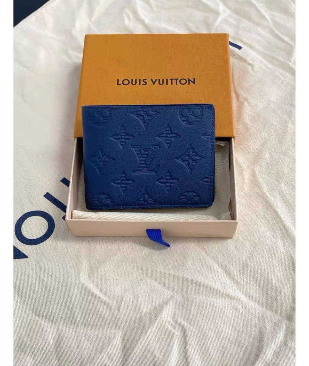 LOUIS VUITTON Темно-синий кожаный кошелек, фото 6