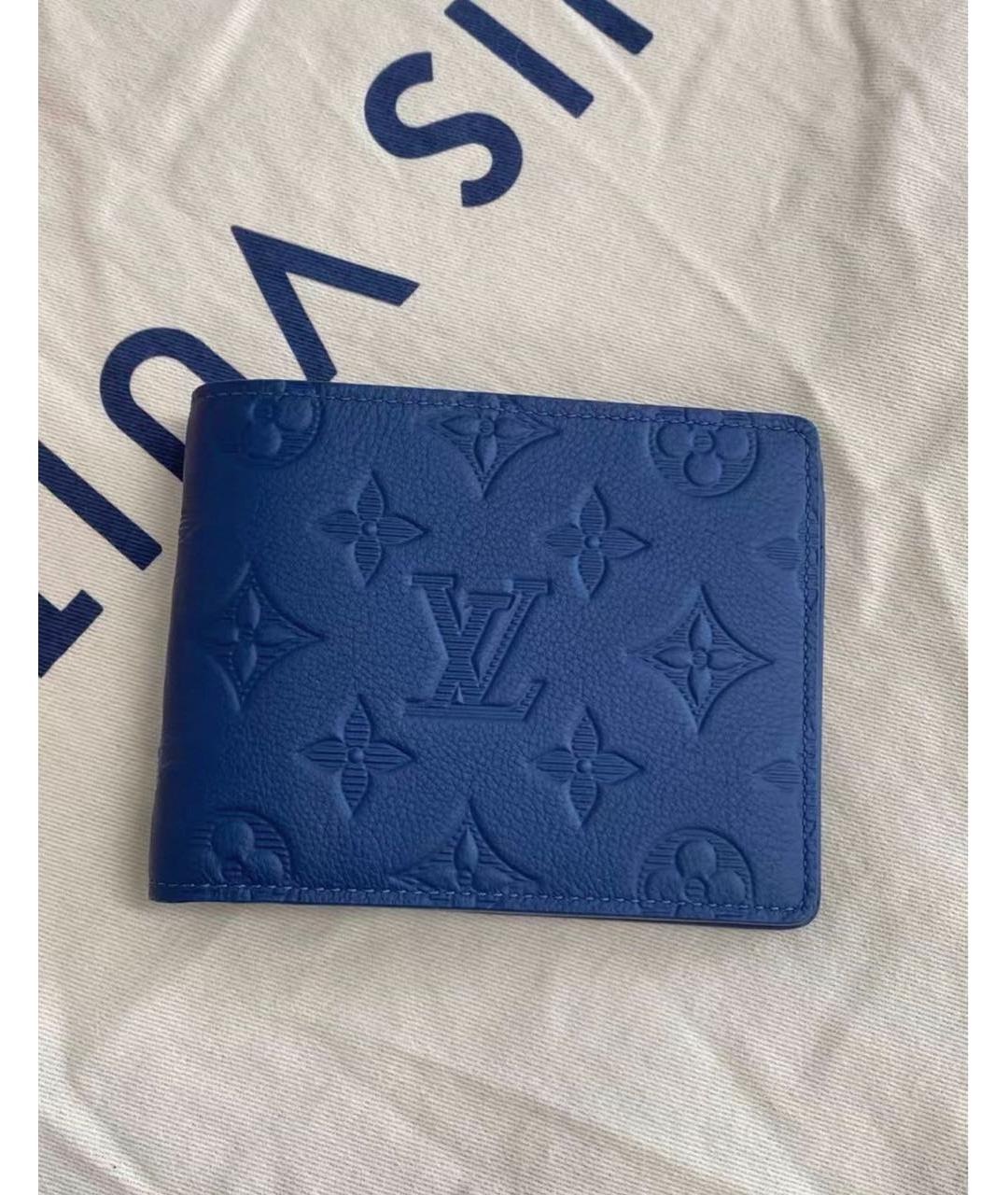 LOUIS VUITTON Темно-синий кожаный кошелек, фото 5