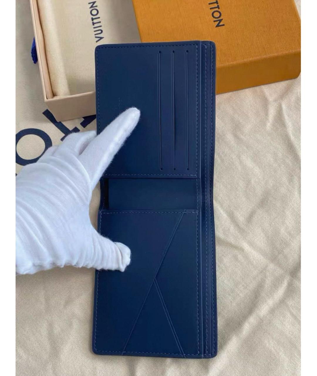 LOUIS VUITTON Темно-синий кожаный кошелек, фото 3