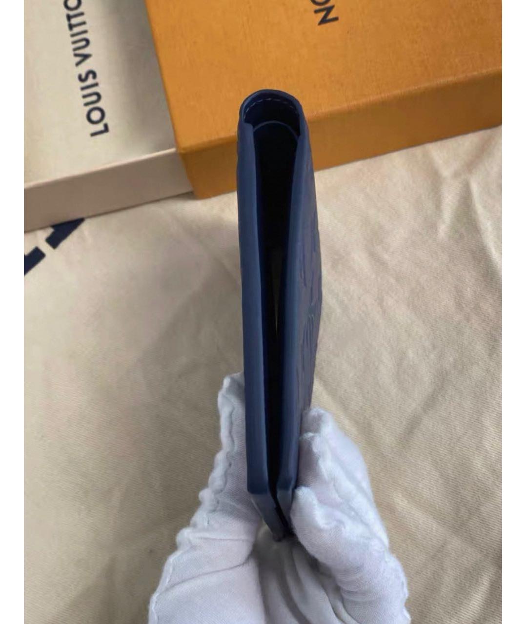 LOUIS VUITTON Темно-синий кожаный кошелек, фото 4