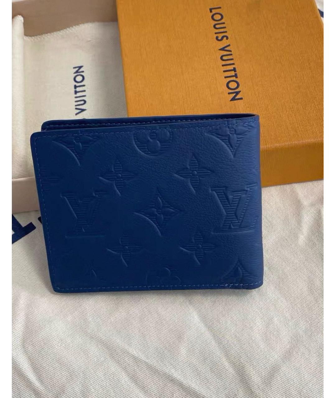 LOUIS VUITTON Темно-синий кожаный кошелек, фото 2