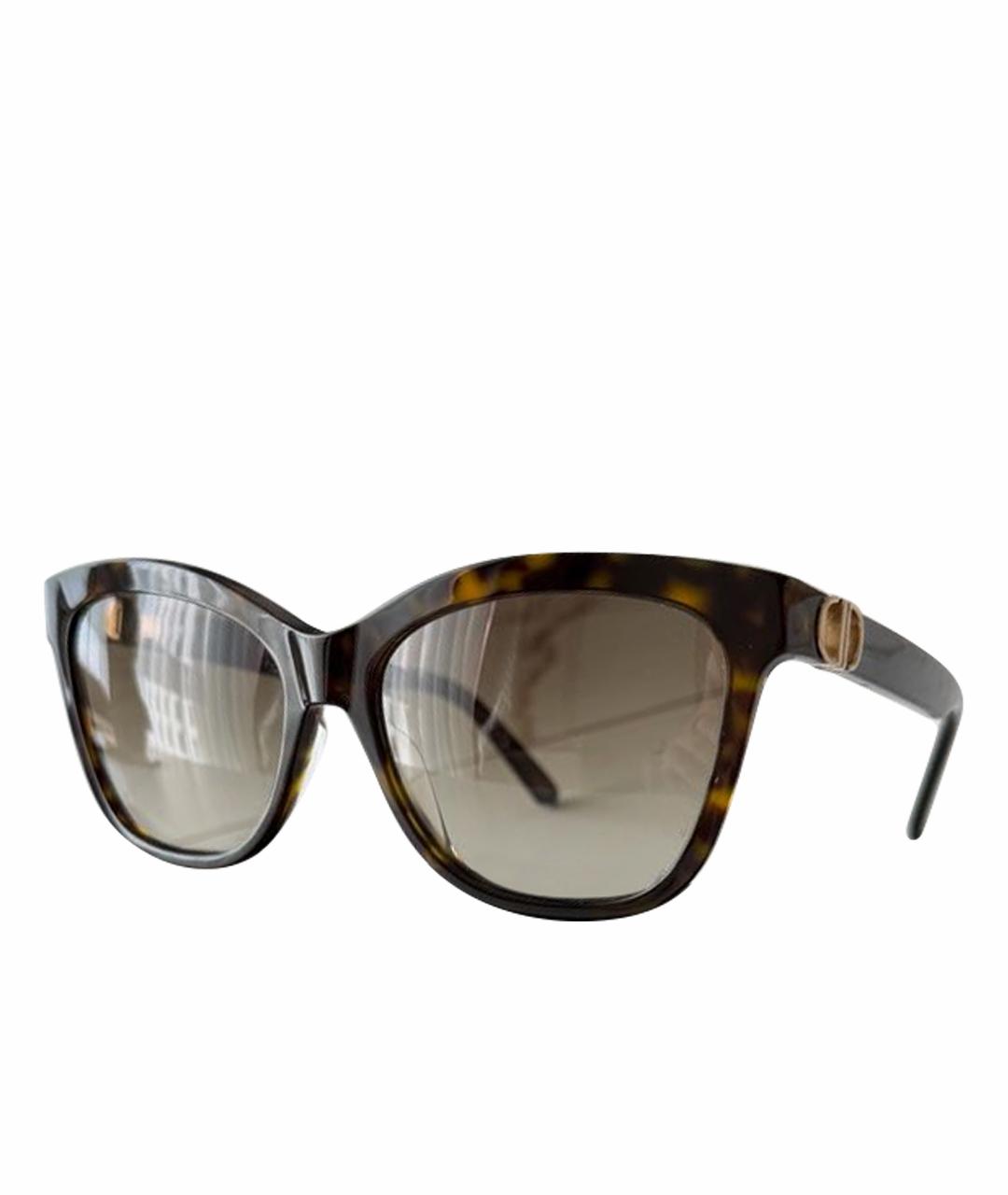CHRISTIAN DIOR Коричневые пластиковые солнцезащитные очки, фото 1