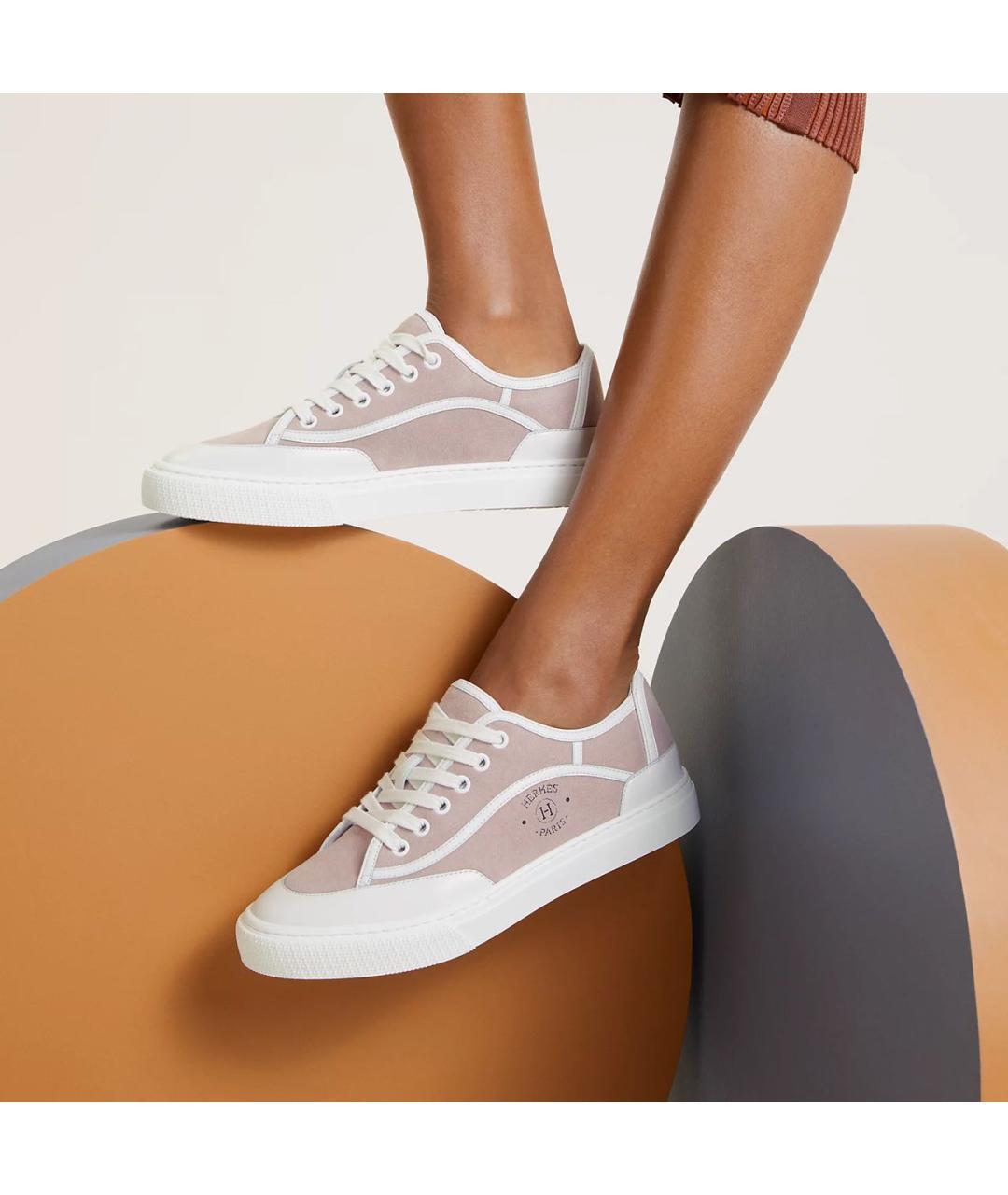 HERMES Розовые кожаные кеды, фото 7