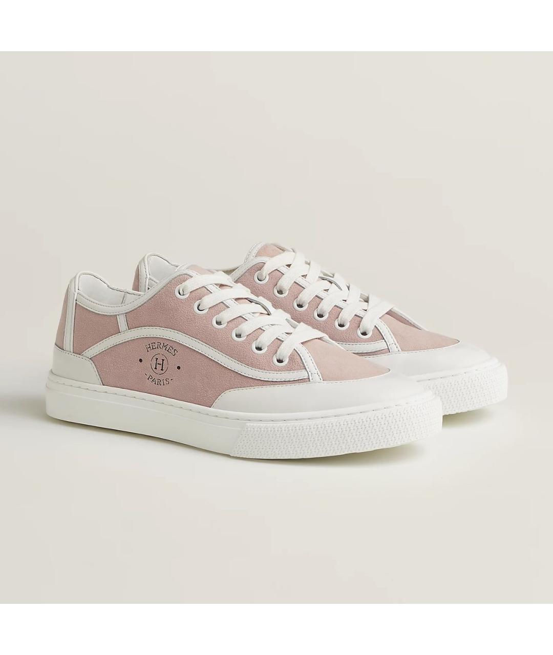 HERMES Розовые кожаные кеды, фото 2