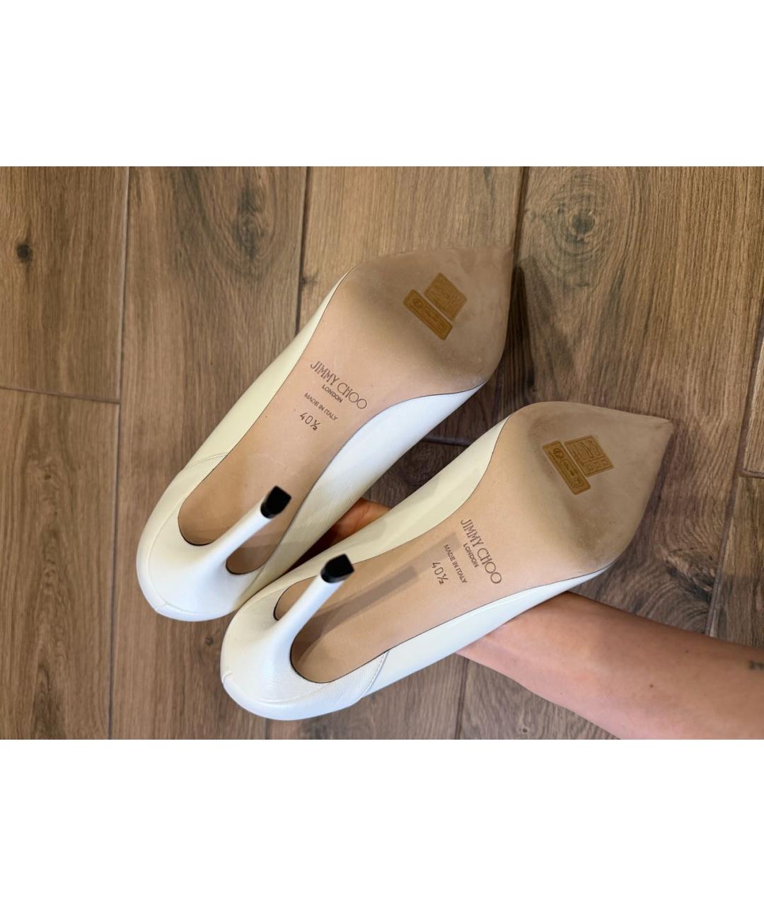 JIMMY CHOO Белые кожаные туфли, фото 6