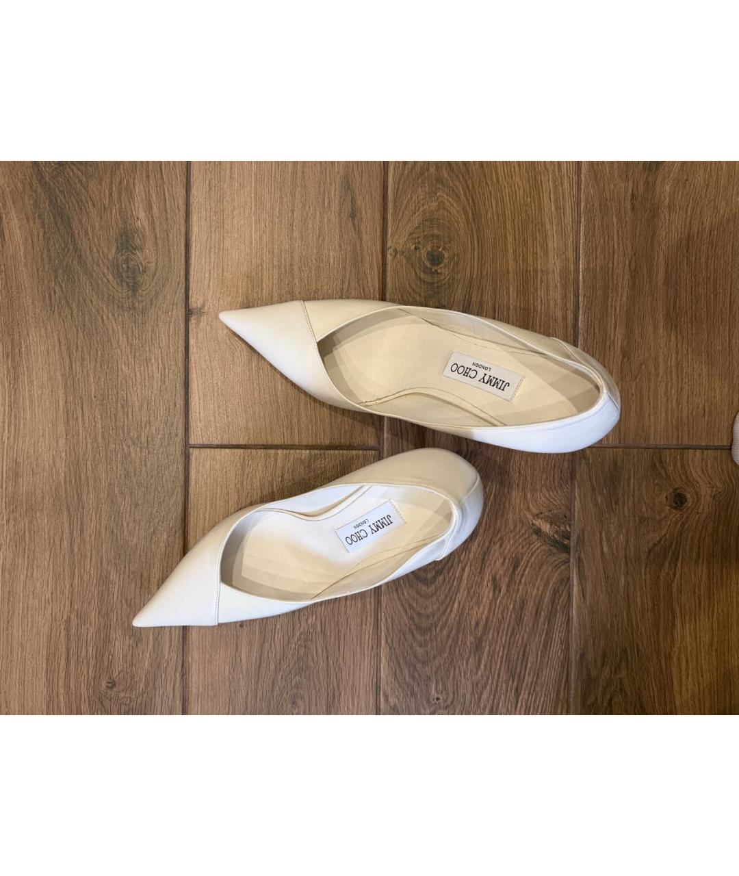 JIMMY CHOO Белые кожаные туфли, фото 7