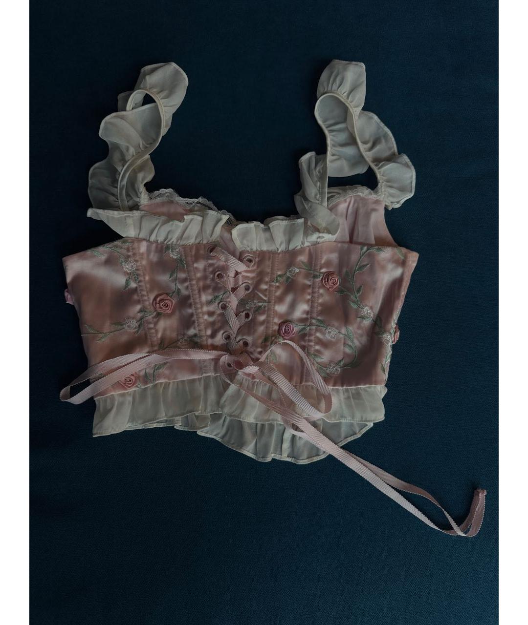 FOR LOVE AND LEMONS Розовый шелковый корсет, фото 2