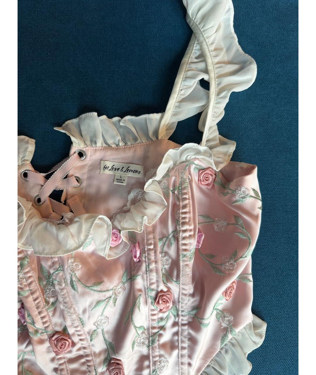 FOR LOVE AND LEMONS Розовый шелковый корсет, фото 3