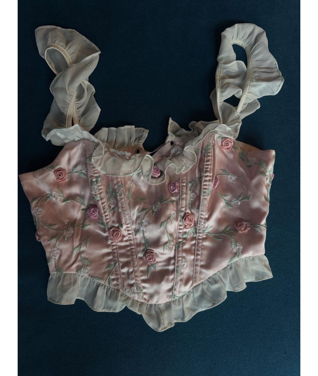 FOR LOVE AND LEMONS Розовый шелковый корсет, фото 7