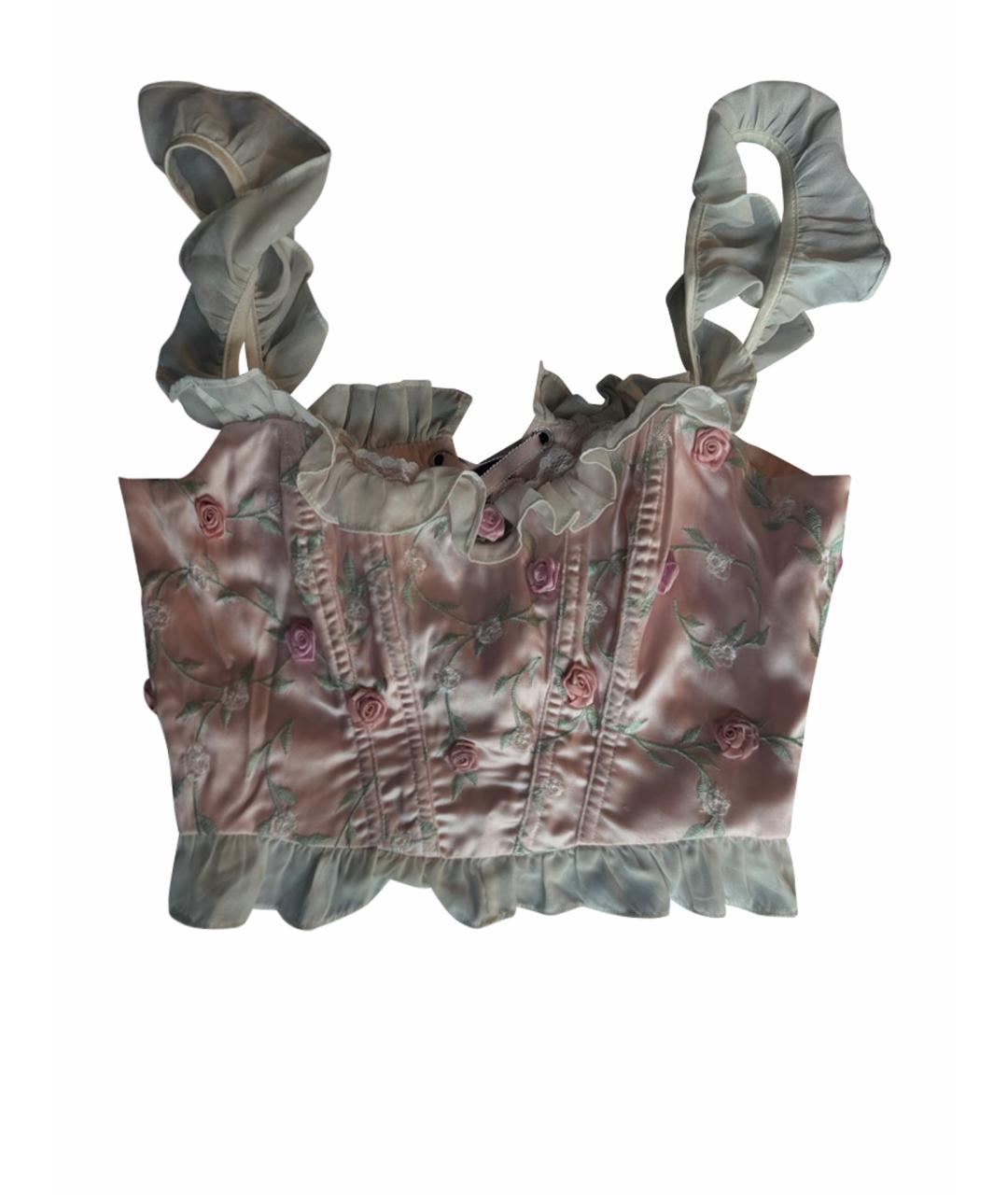 FOR LOVE AND LEMONS Розовый шелковый корсет, фото 1