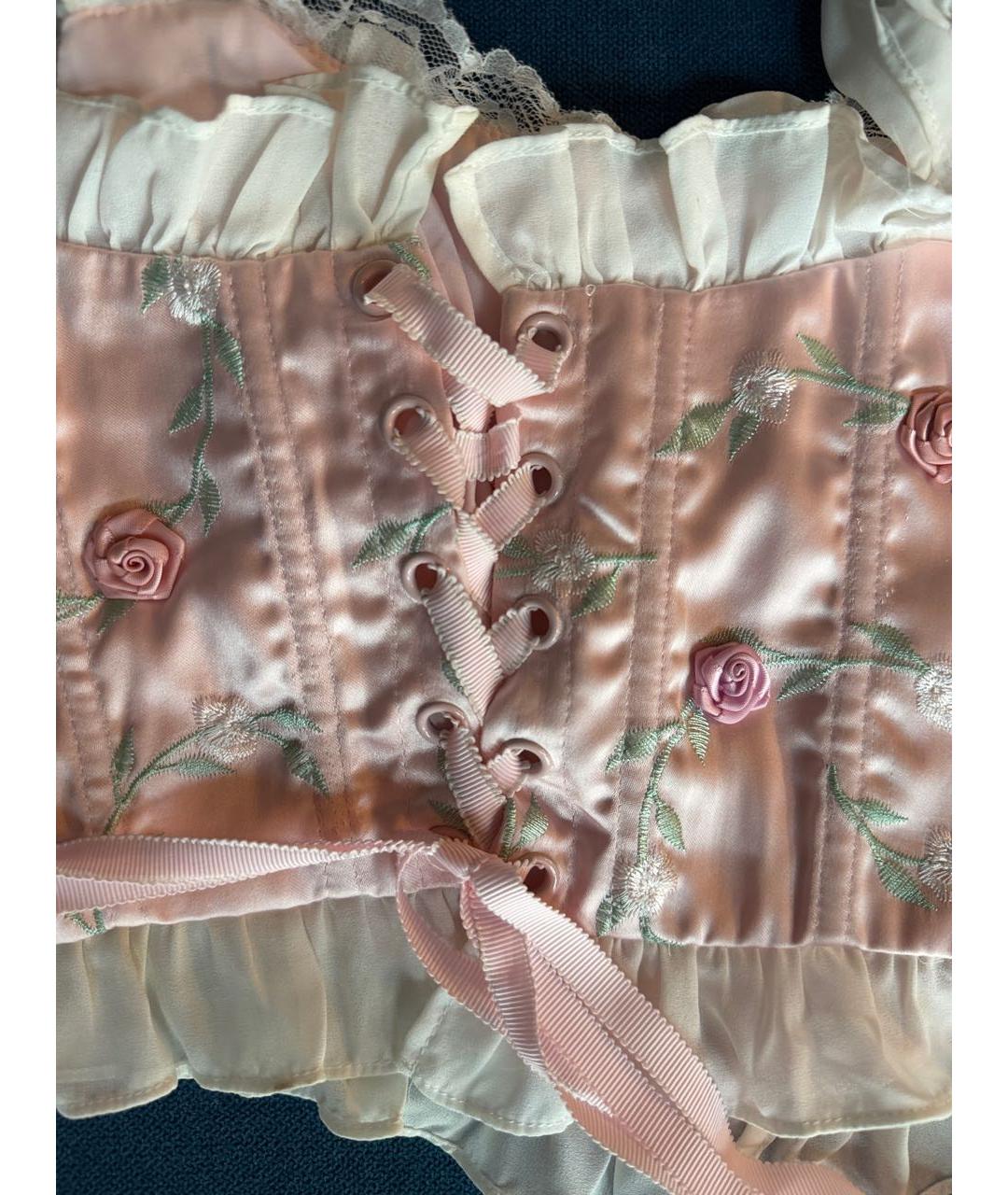 FOR LOVE AND LEMONS Розовый шелковый корсет, фото 4