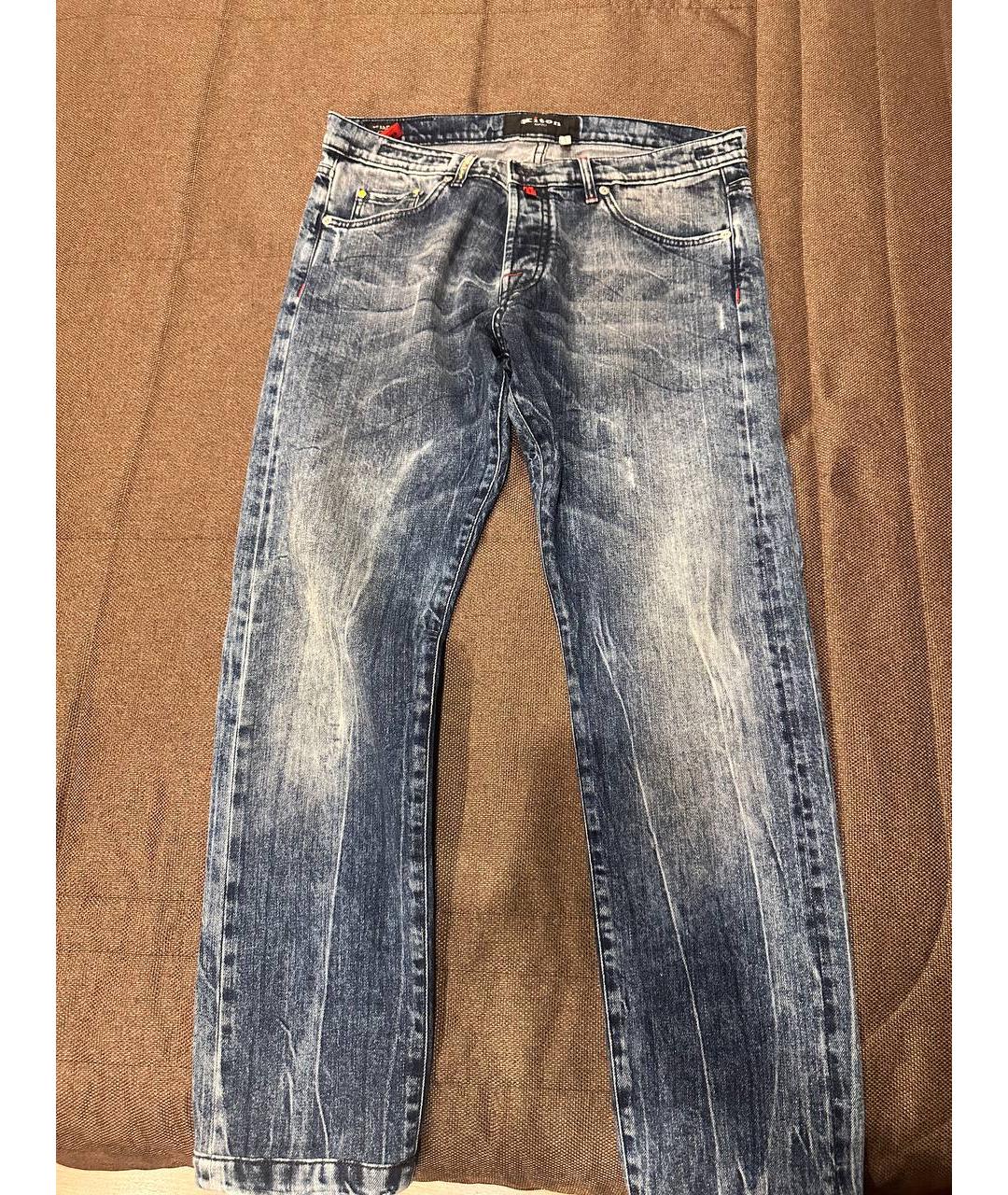 KITON Синие хлопковые прямые джинсы, фото 4