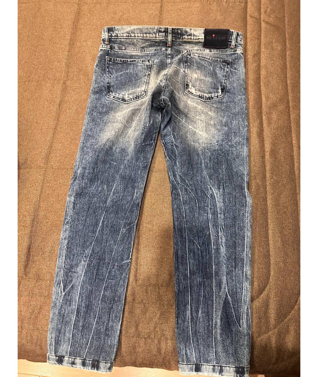 KITON Синие хлопковые прямые джинсы, фото 2