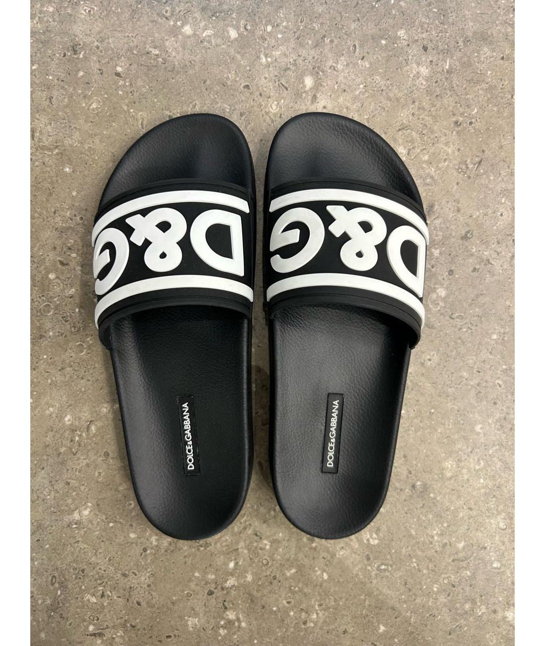 DOLCE&GABBANA Черные резиновые шлепанцы, фото 3