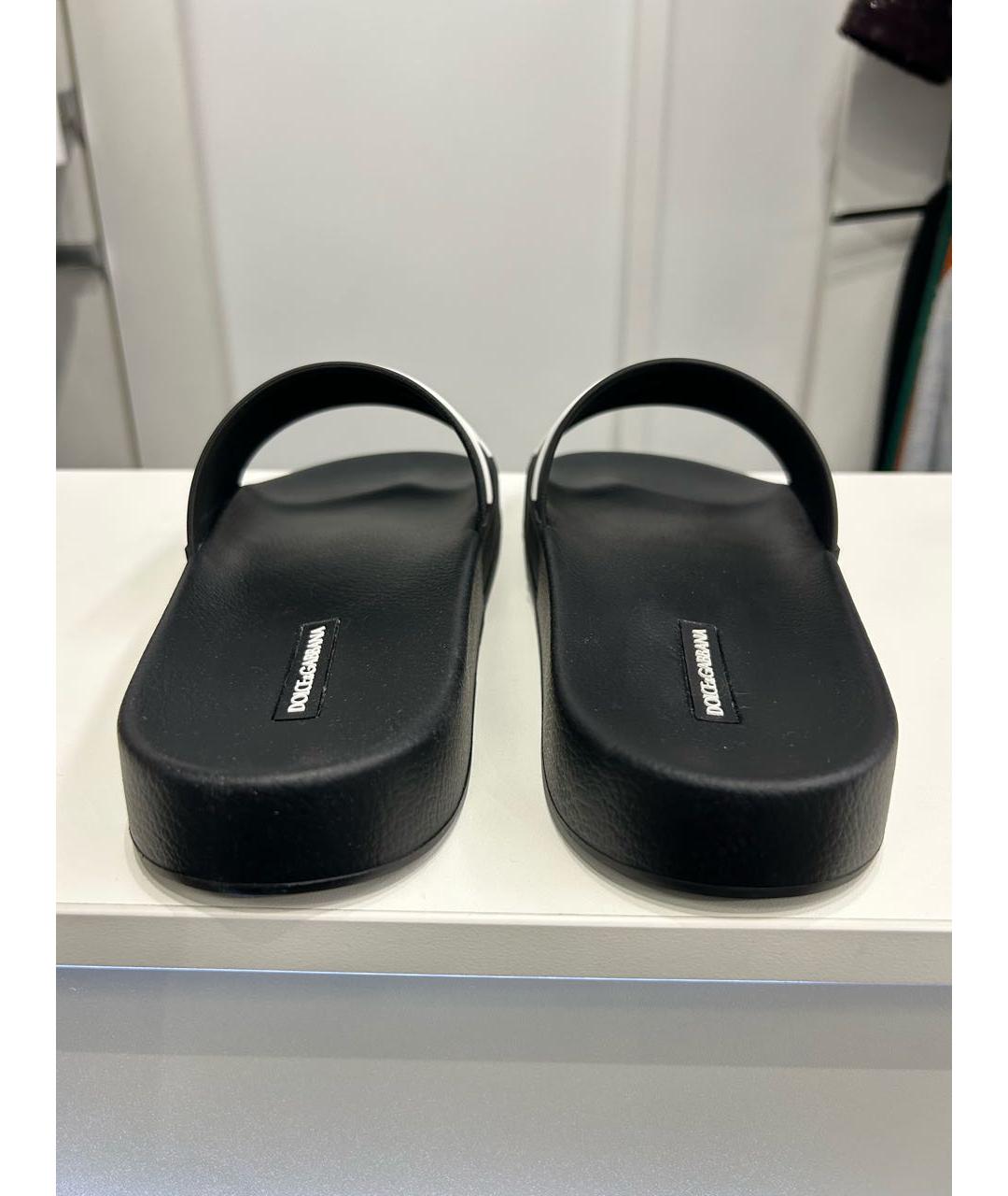 DOLCE&GABBANA Черные резиновые шлепанцы, фото 4