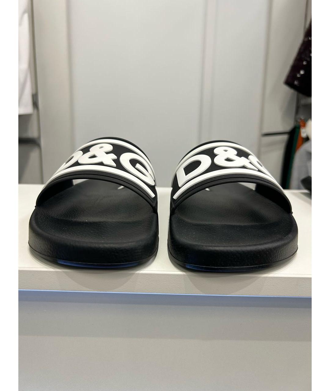 DOLCE&GABBANA Черные резиновые шлепанцы, фото 2