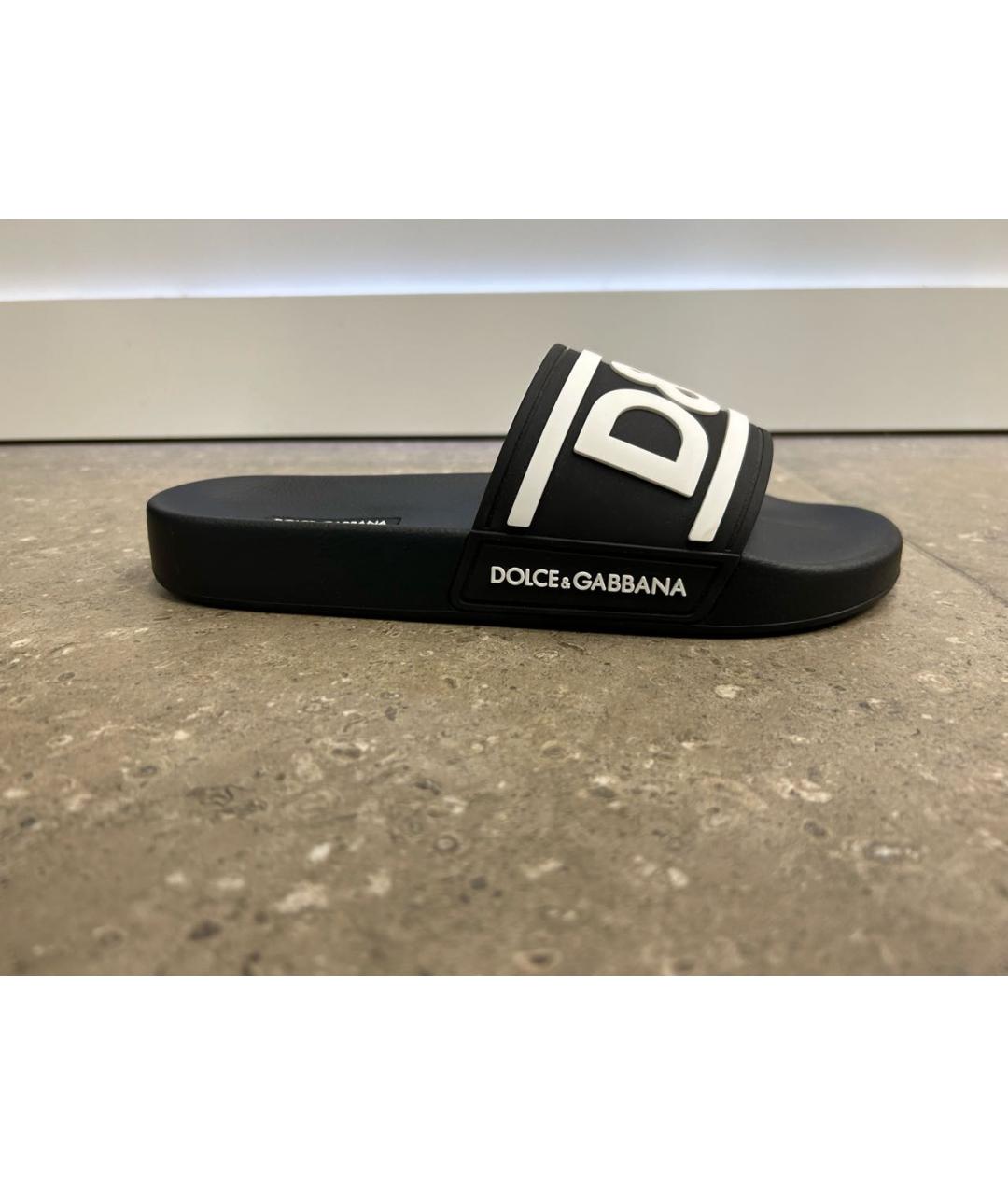 DOLCE&GABBANA Черные резиновые шлепанцы, фото 9