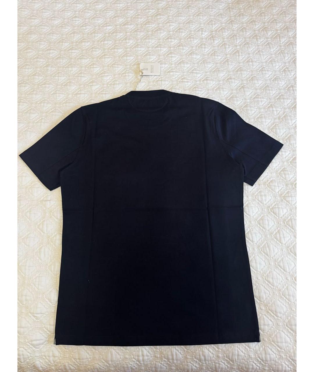 BRUNELLO CUCINELLI Синяя хлопковая футболка, фото 2