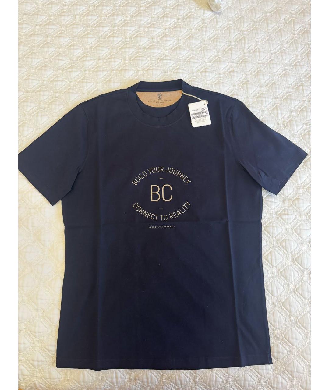 BRUNELLO CUCINELLI Синяя хлопковая футболка, фото 6