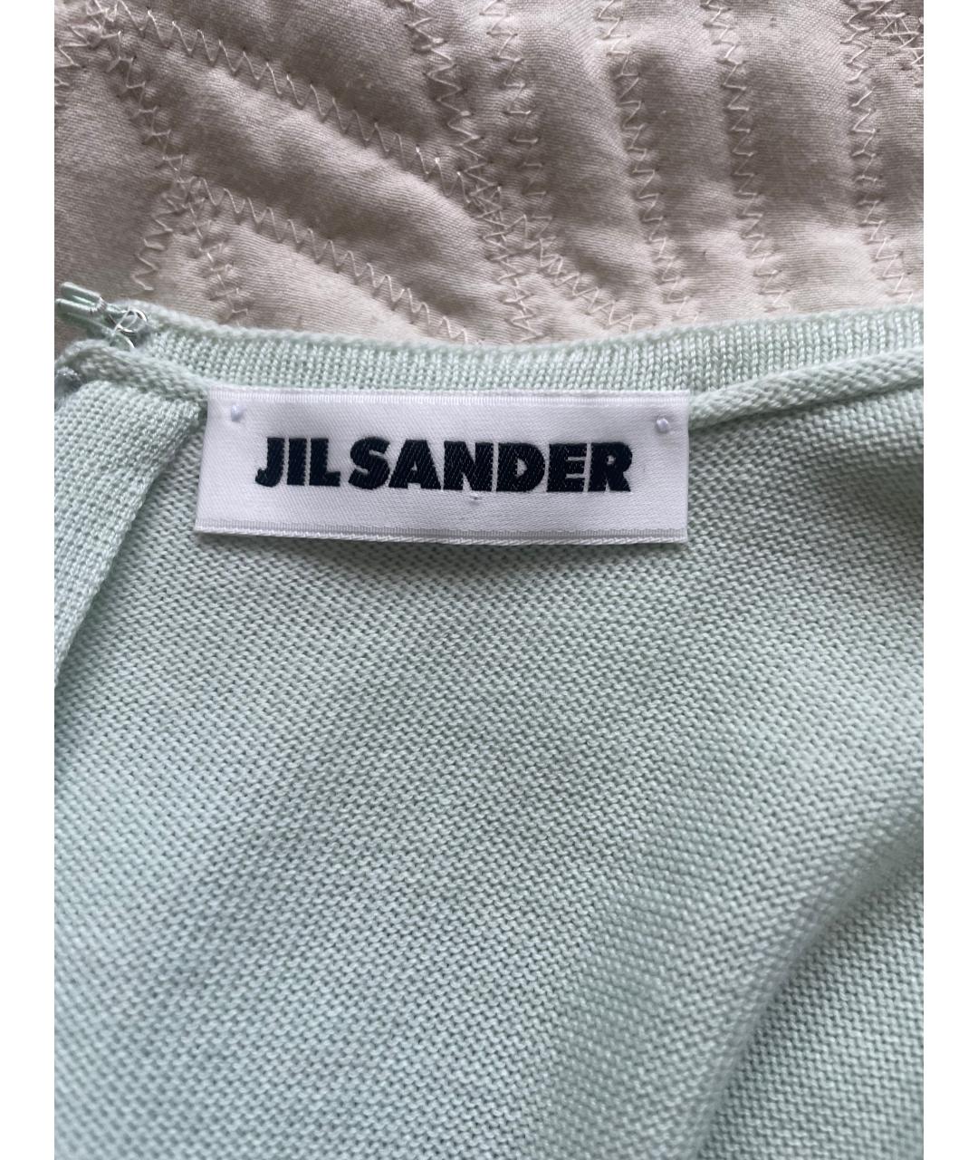 JIL SANDER Зеленые шерстяное повседневное платье, фото 4