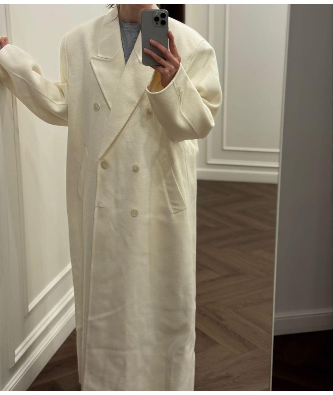 THE FRANKIE SHOP Белое шерстяное пальто, фото 3