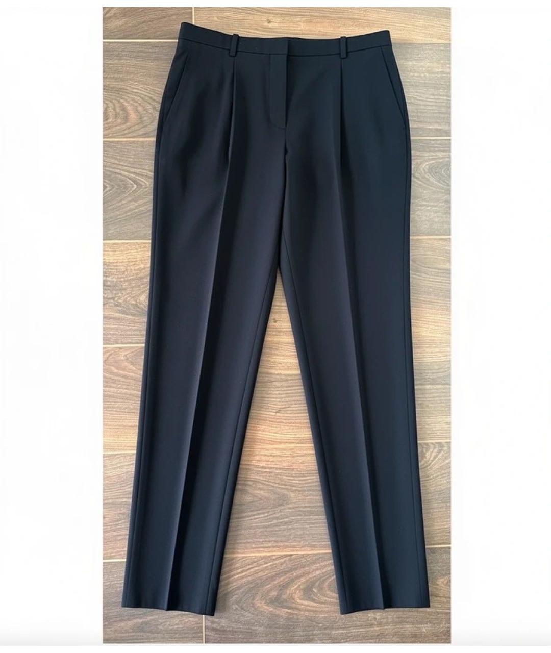 HERMES Черные шерстяные прямые брюки, фото 2