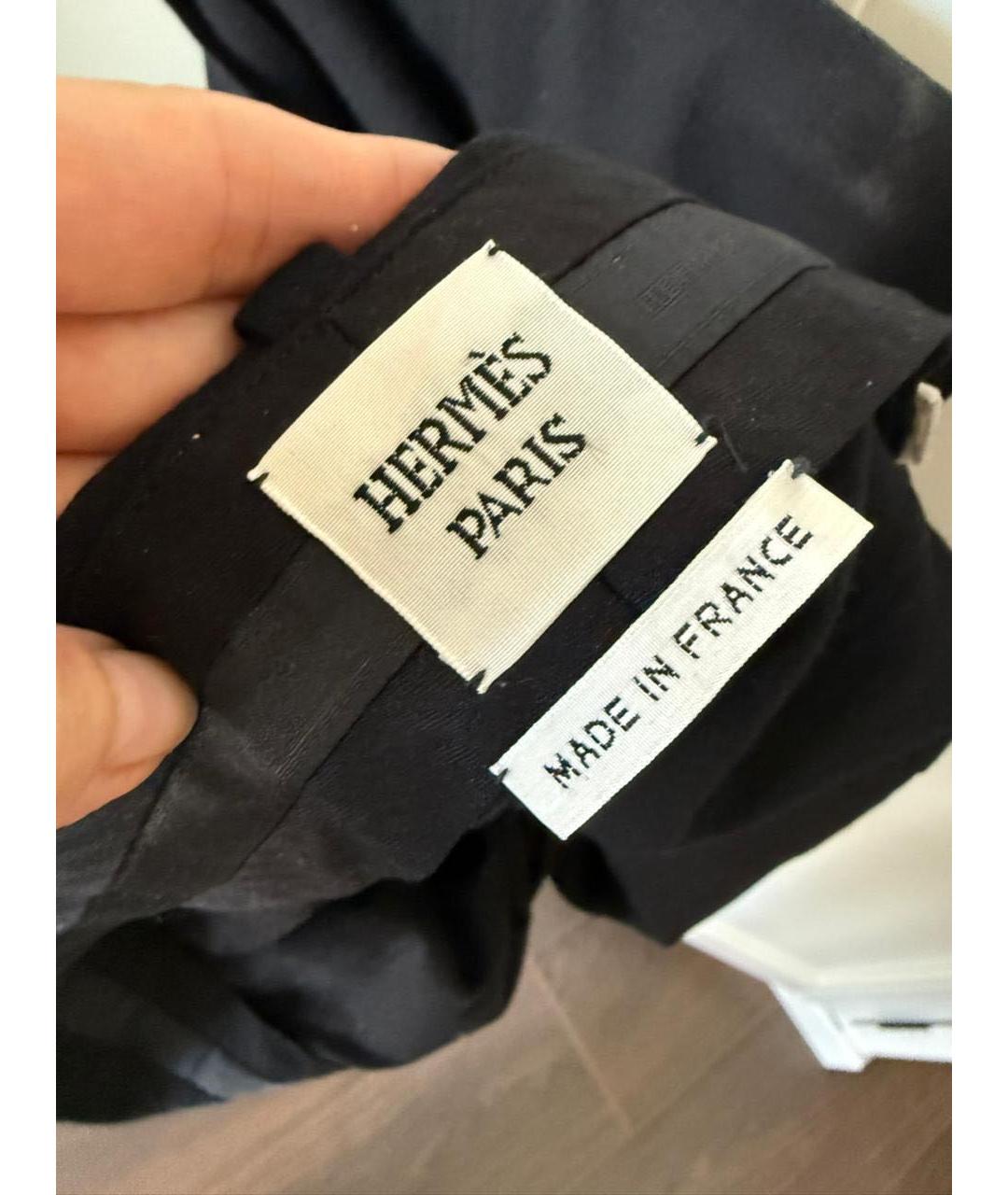 HERMES Черные шерстяные прямые брюки, фото 3