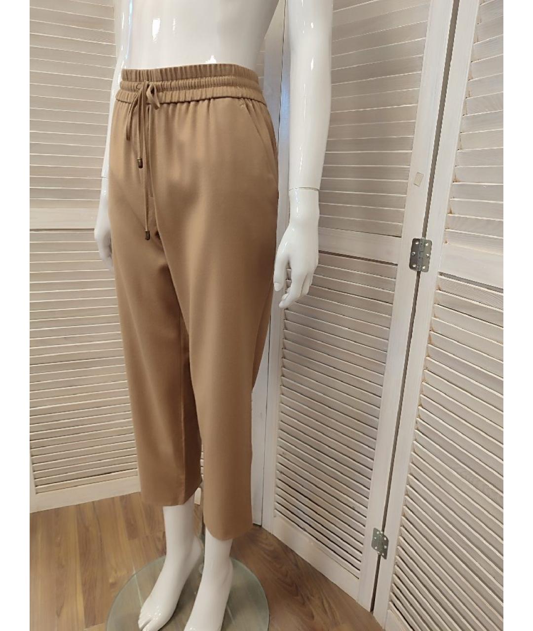 ESCADA Бежевые шерстяные прямые брюки, фото 4