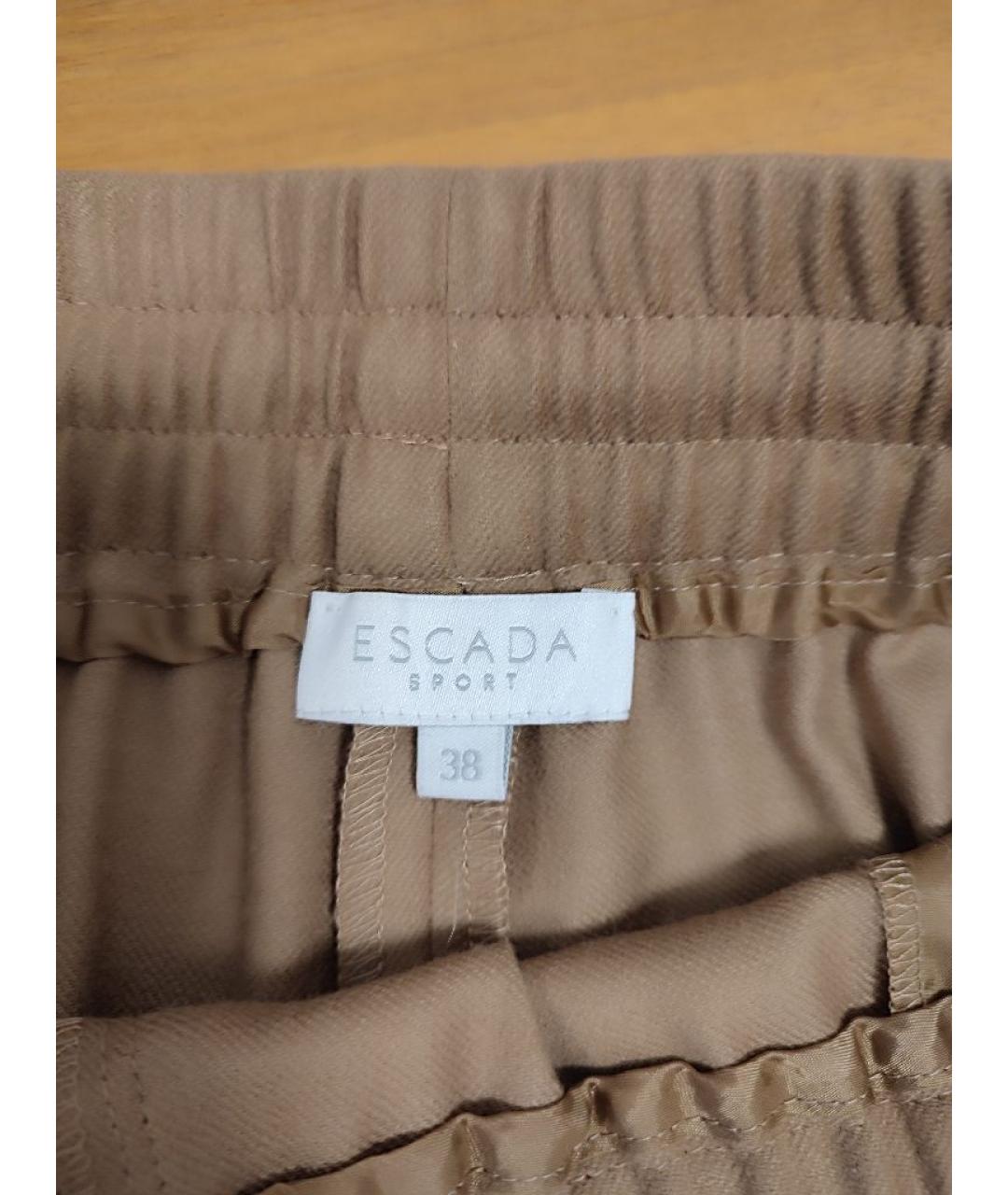 ESCADA Бежевые шерстяные прямые брюки, фото 3