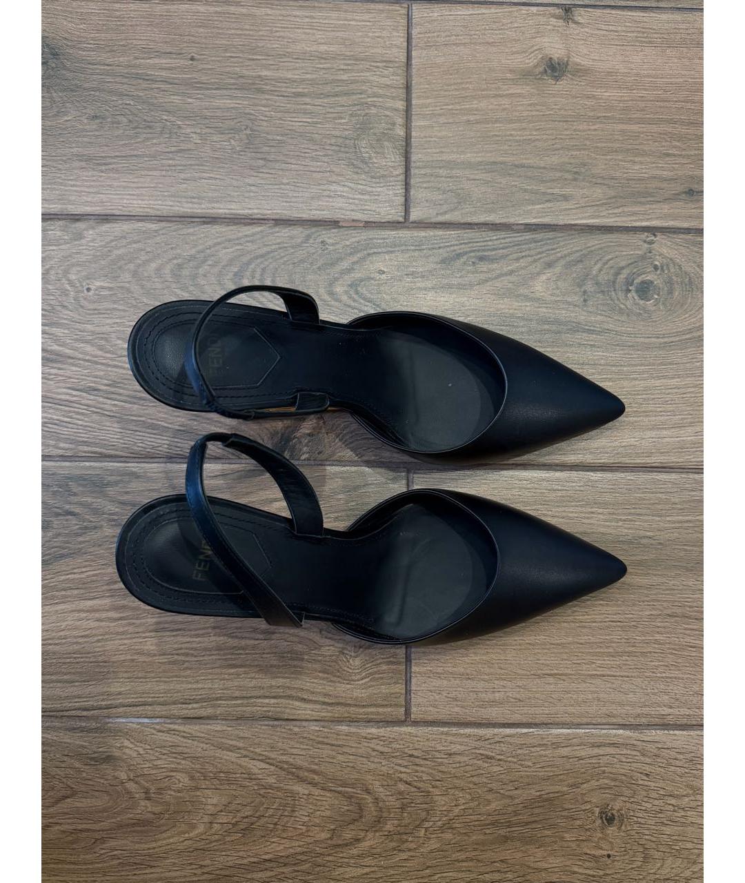 FENDI Черные кожаные туфли, фото 2