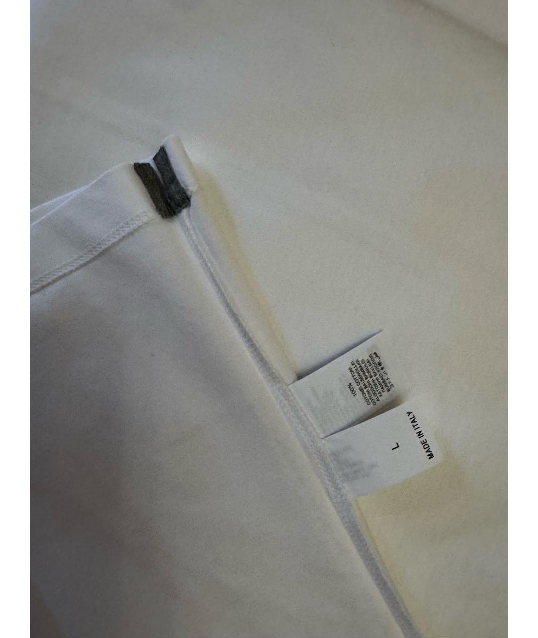 BRUNELLO CUCINELLI Белая хлопковая футболка, фото 4