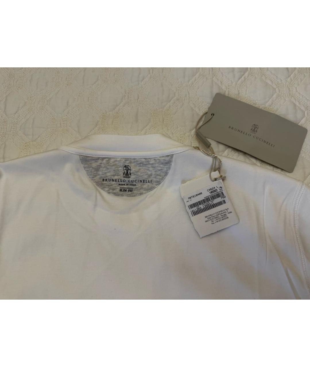 BRUNELLO CUCINELLI Белая хлопковая футболка, фото 3