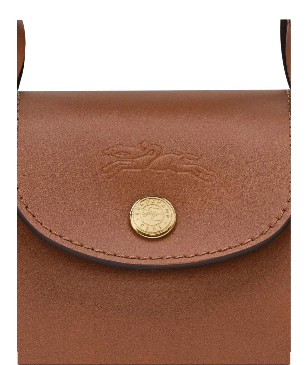 LONGCHAMP Коричневая кожаная сумка тоут, фото 3