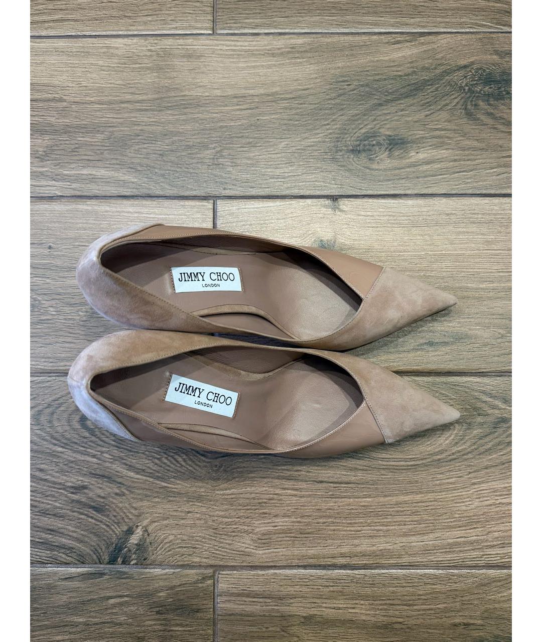 JIMMY CHOO Бежевые замшевые туфли, фото 3