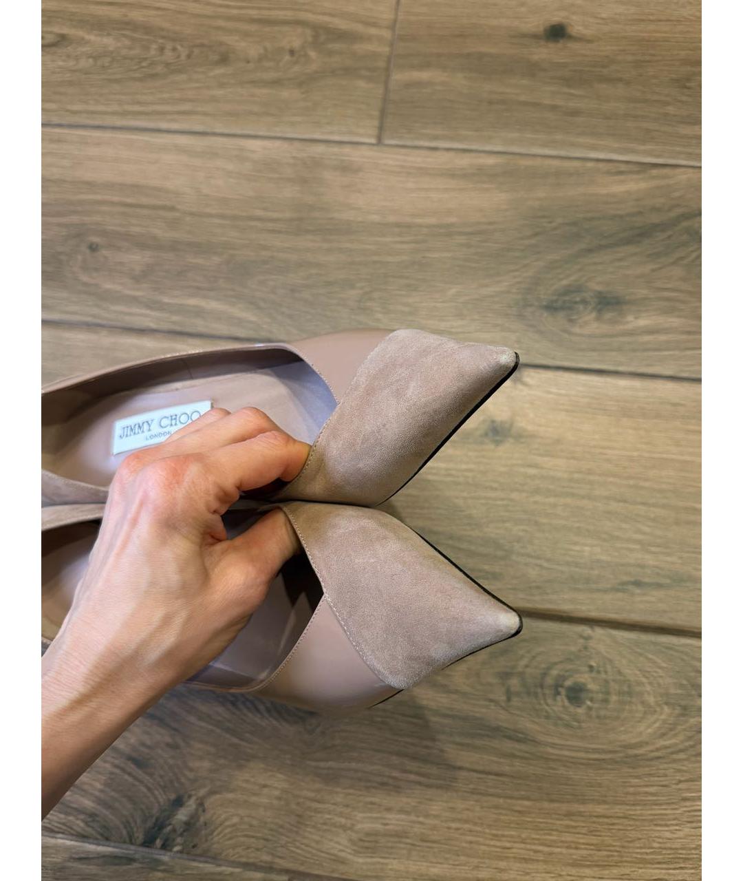 JIMMY CHOO Бежевые замшевые туфли, фото 4