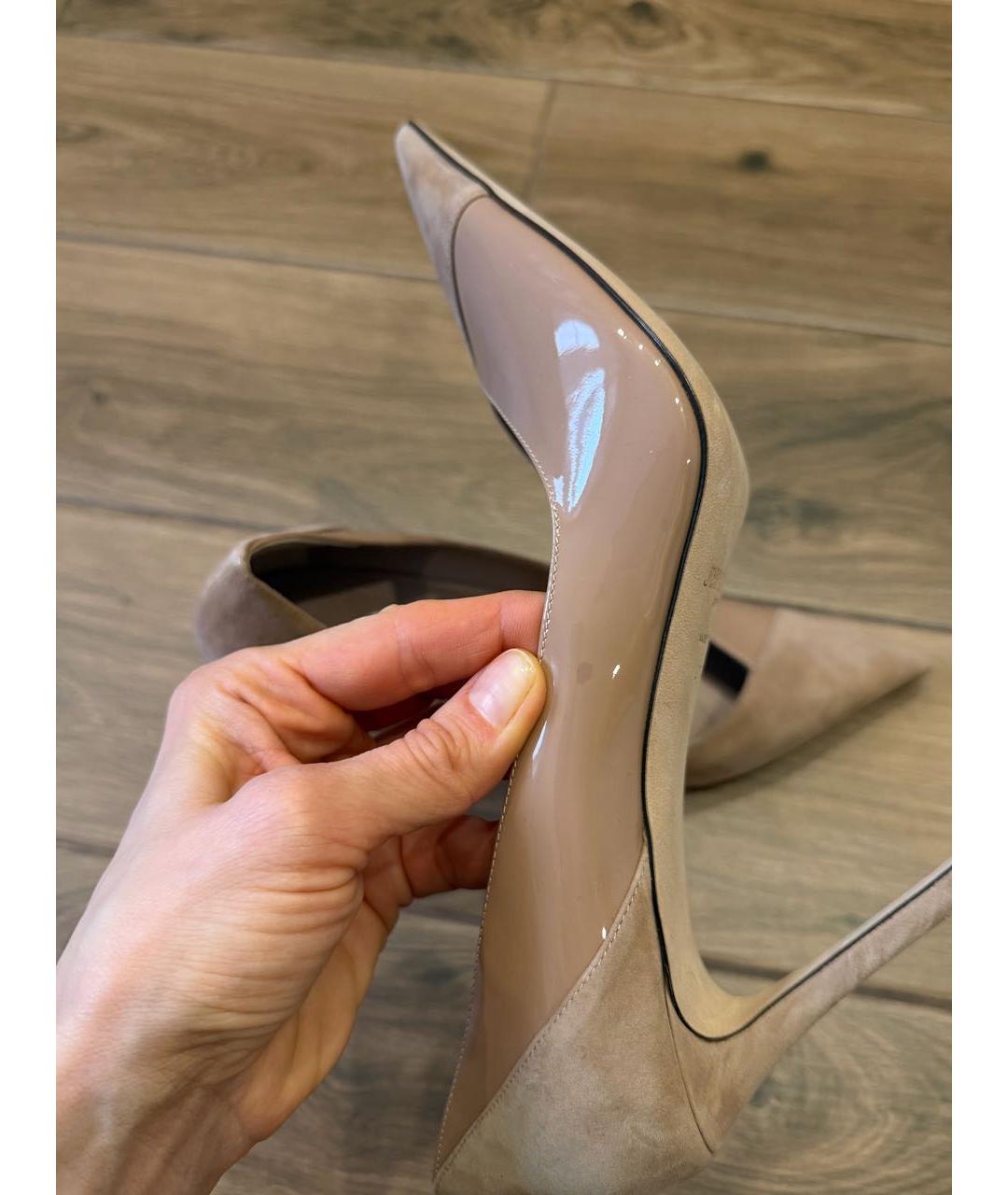 JIMMY CHOO Бежевые замшевые туфли, фото 7