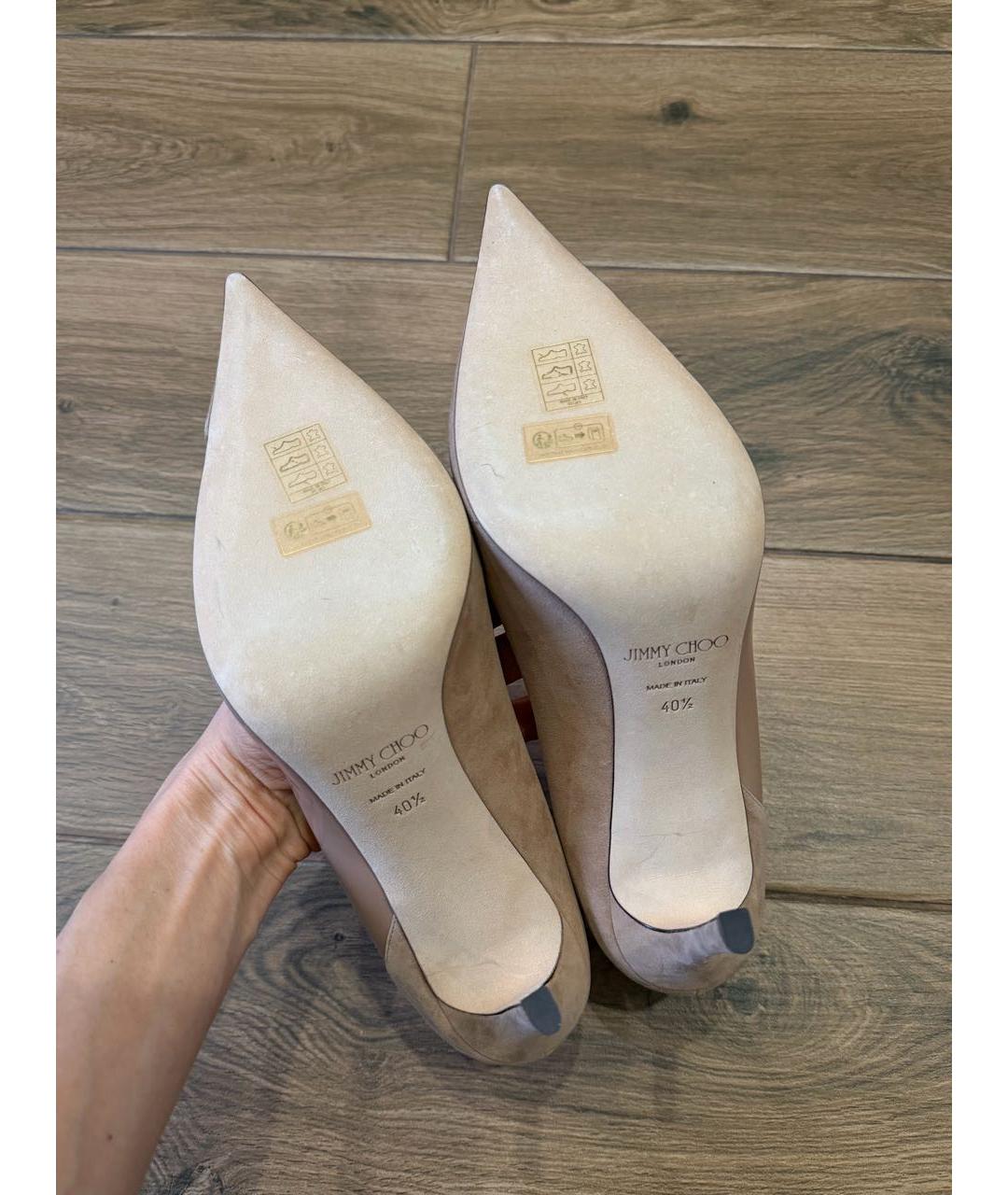 JIMMY CHOO Бежевые замшевые туфли, фото 6