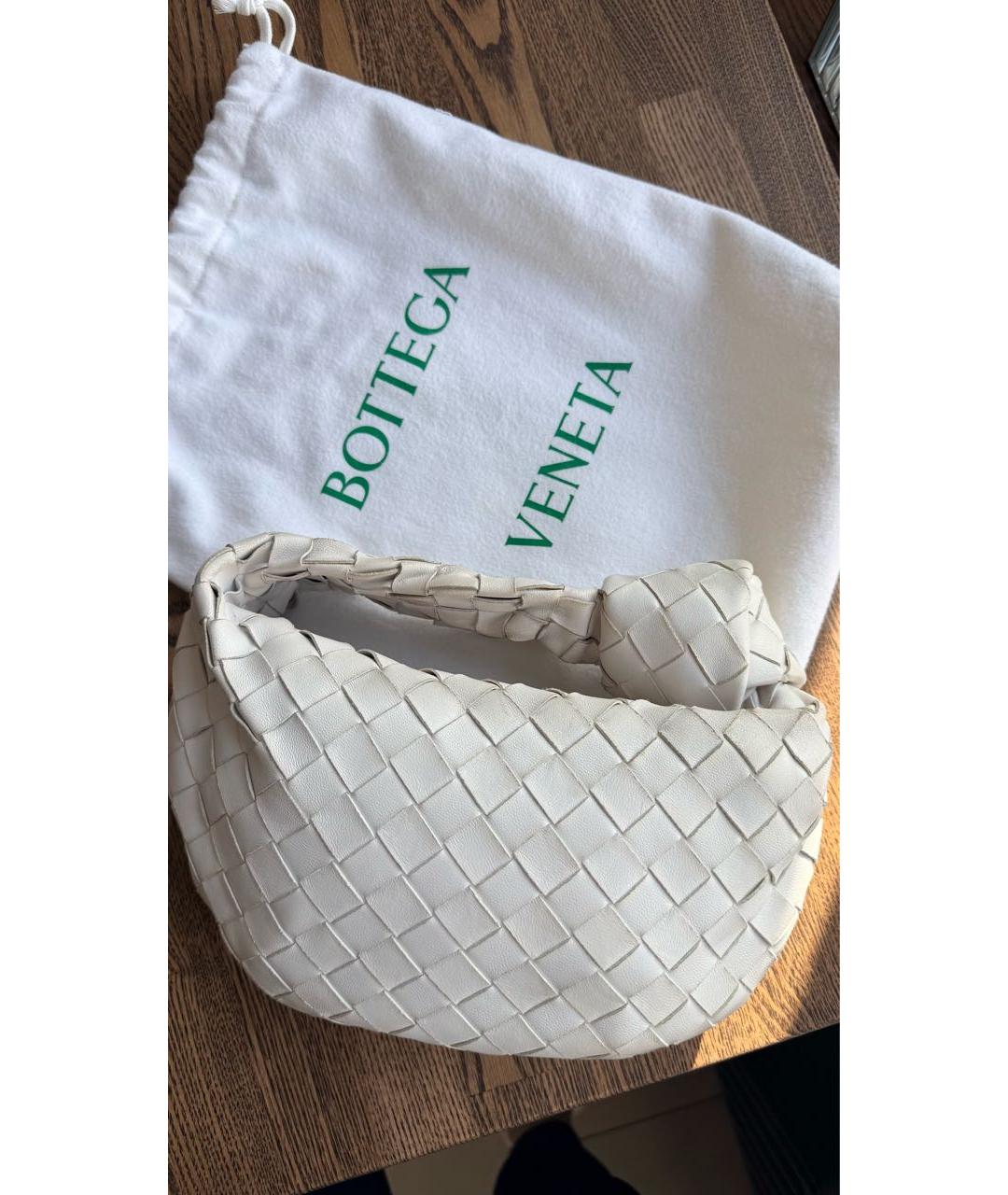 BOTTEGA VENETA Белая кожаная сумка с короткими ручками, фото 4