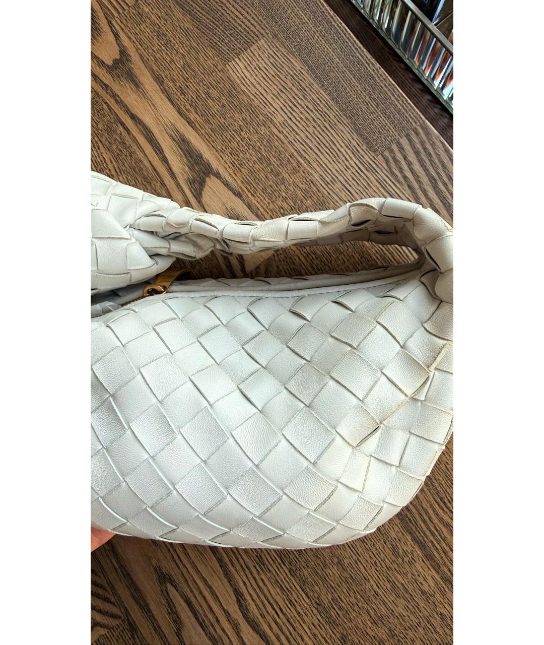 BOTTEGA VENETA Белая кожаная сумка с короткими ручками, фото 6