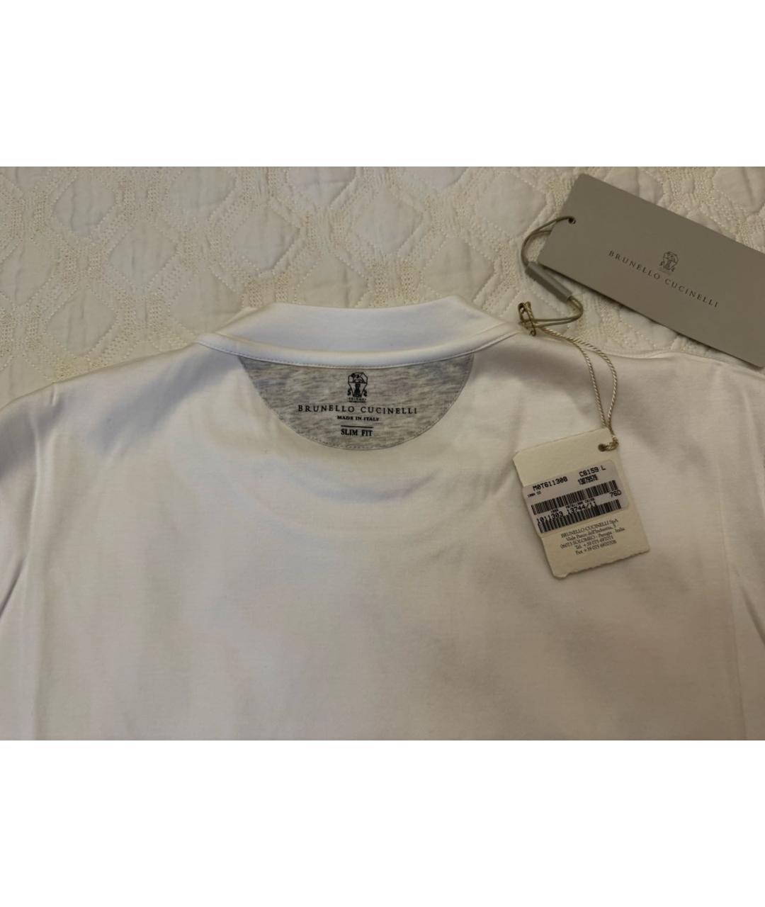 BRUNELLO CUCINELLI Белая хлопковая футболка, фото 3