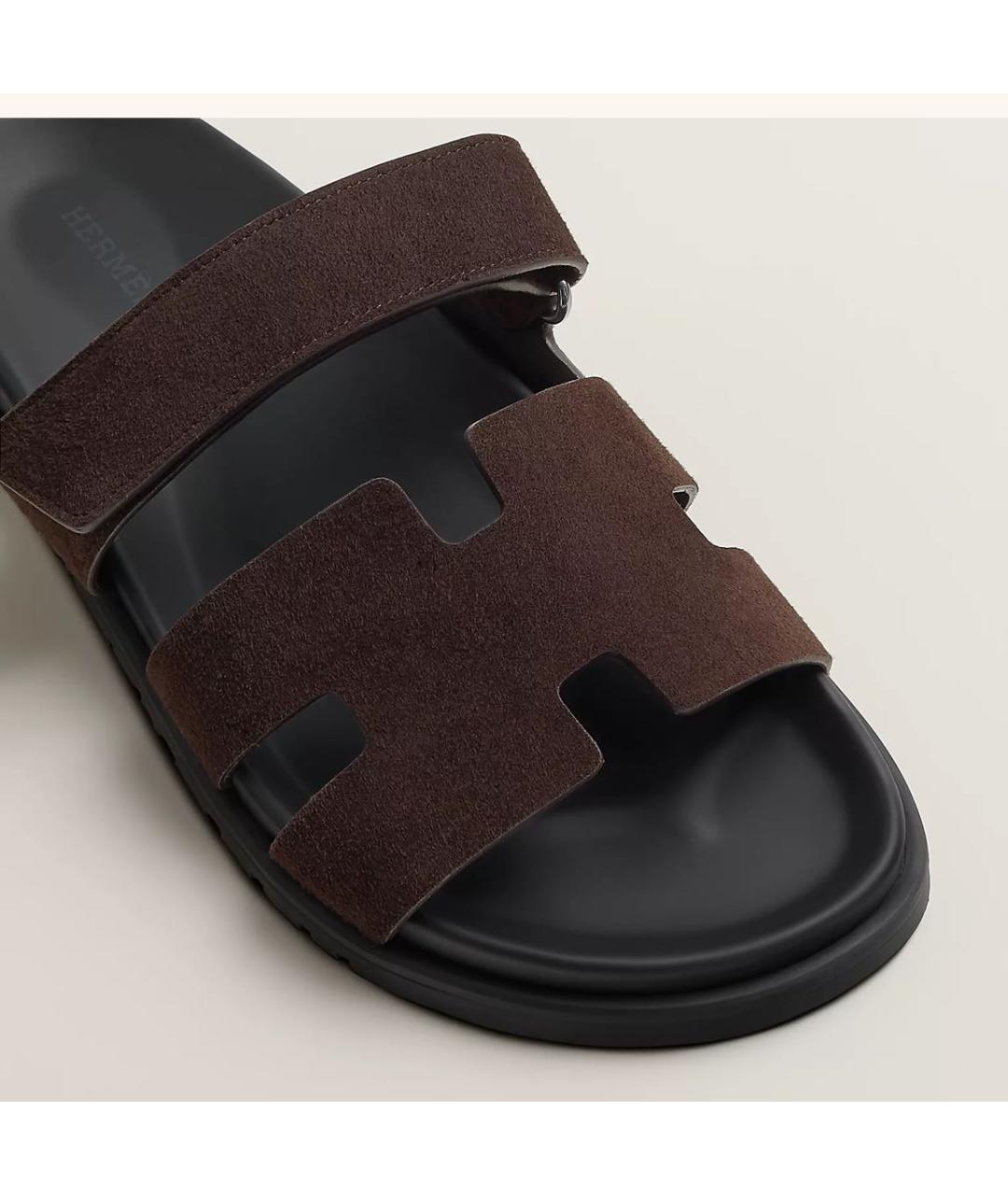 HERMES Коричневые кожаные сандалии, фото 3