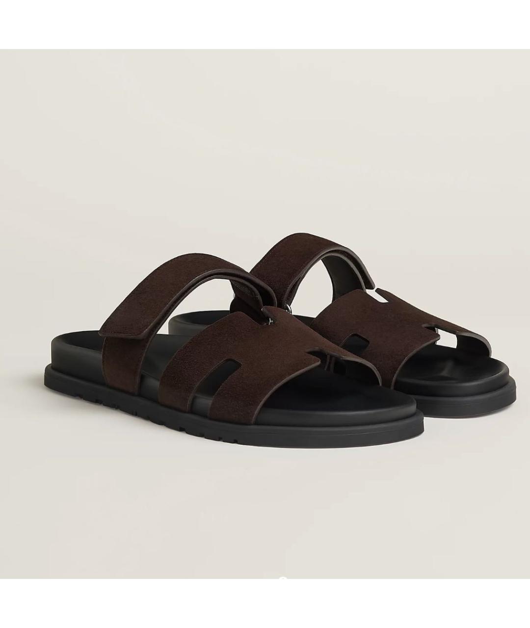 HERMES Коричневые кожаные сандалии, фото 1