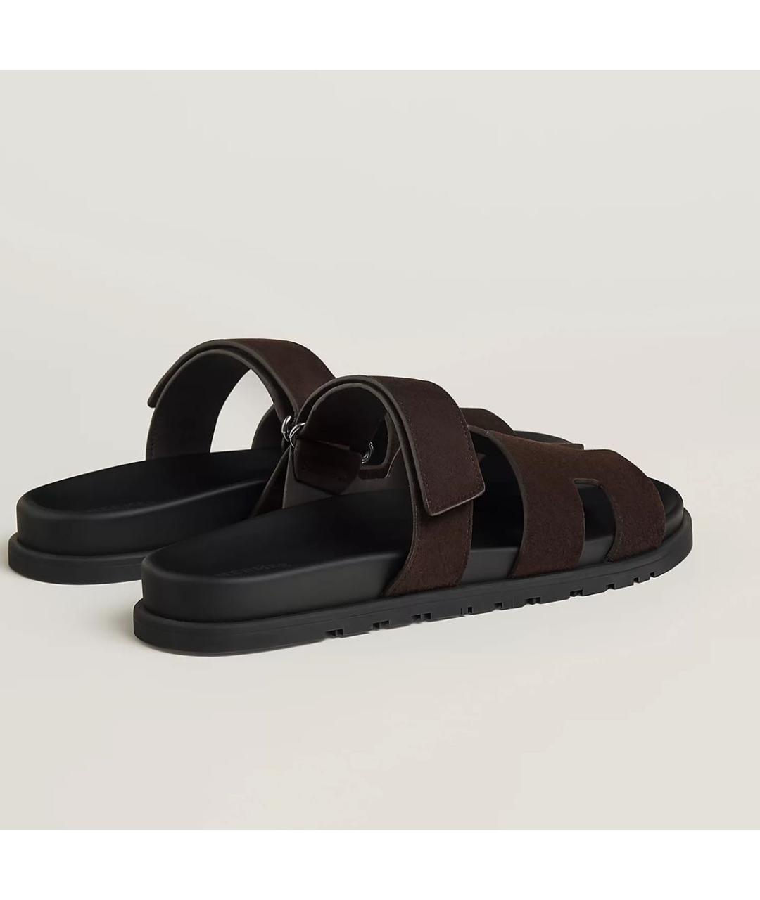 HERMES Коричневые кожаные сандалии, фото 2